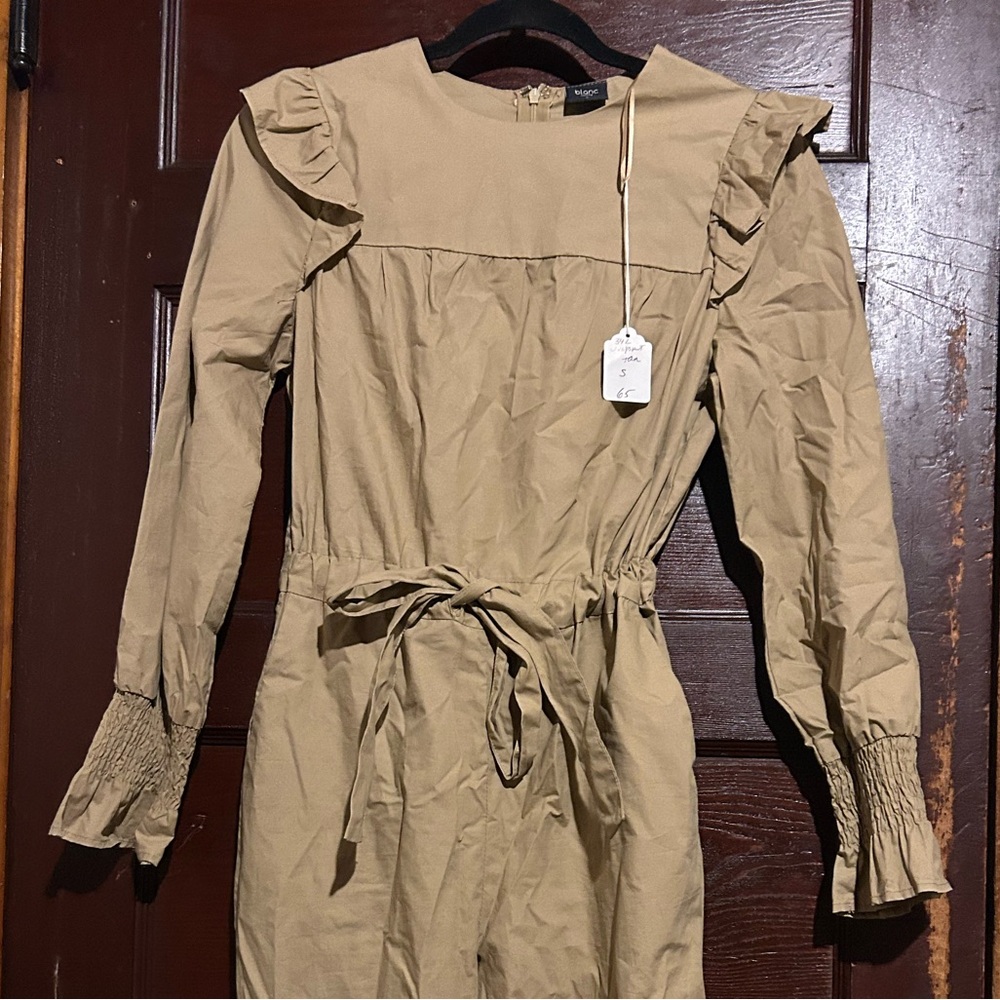 Beige Long Sleeve Jumpsuit